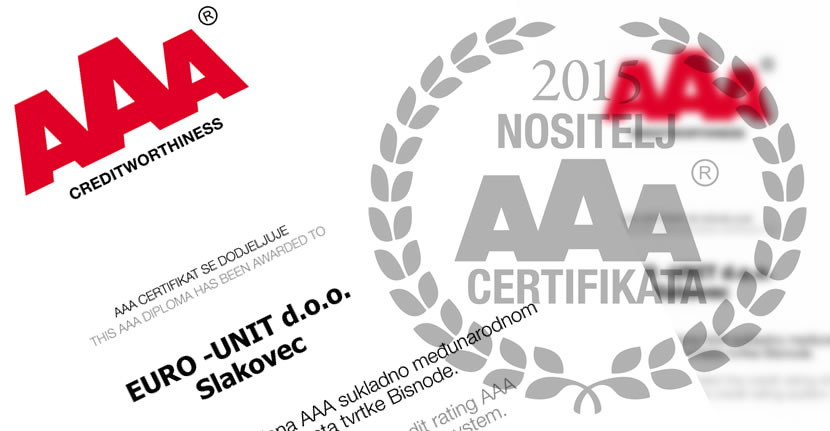 Euro-Unitu dodjeljen AAA certifikat za 2015. godinu